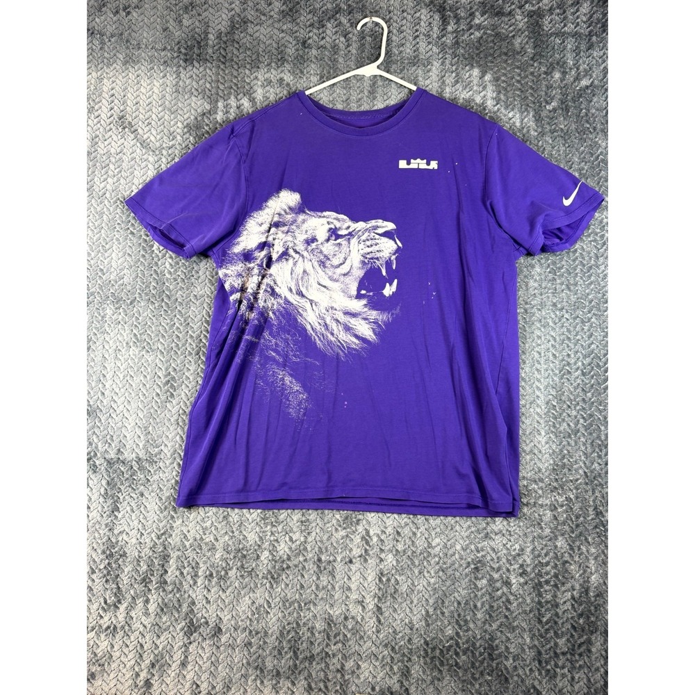 Nike Dri-Fit LeBron Arch The Tee Shirt Men XL Purple Graphic Swoosh Athletic Cut